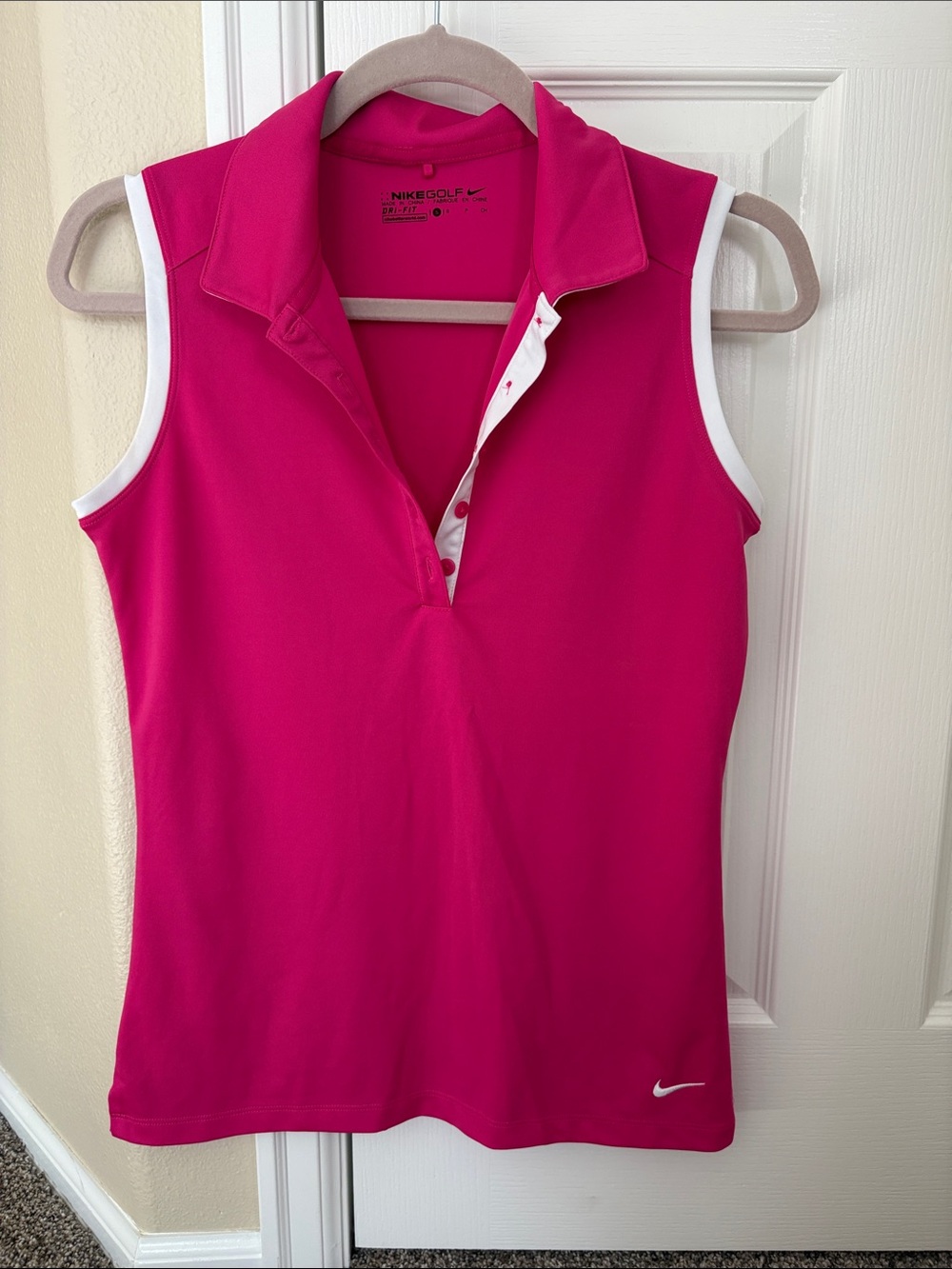 Nike Golf Women's Sleeveless Polo Tank - Hot Pink with White Trim